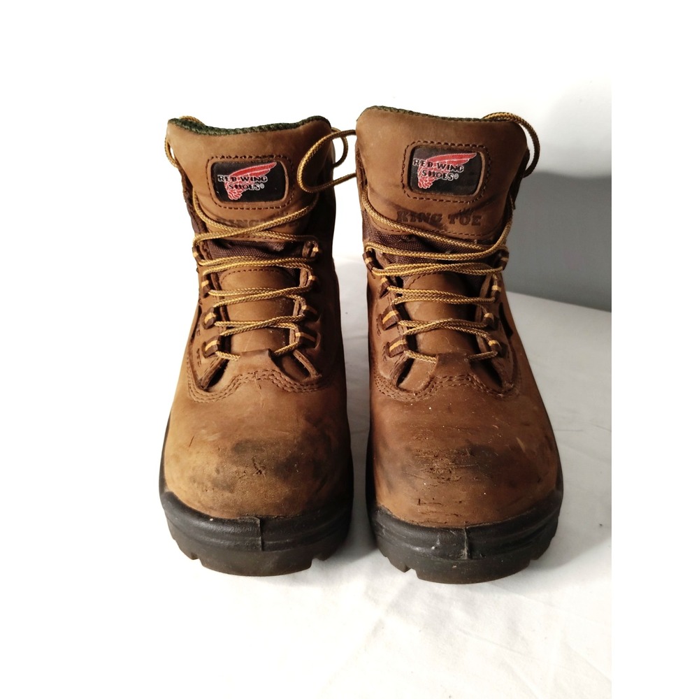 Red Wing King Toe Men 7.5 Brown Leather Waterproof Steel Toe Work DIstress Boot*